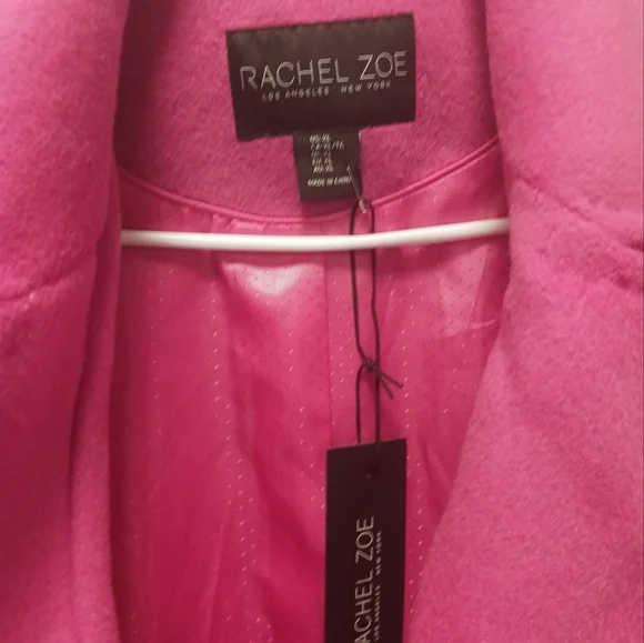 RACHEL ZOE  BRIGHT PINK MAGENTA WOOL BLEND DOUBLE-BREASTED OVERCOAT SIZE XL COAT - Picture 4 of 9